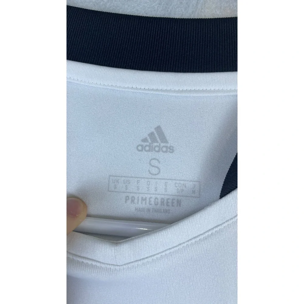 Adidas Soccer Jersey Men Small White Excellent Aeroready Primegreen Short Sleeve